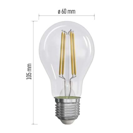 SET 3x Lampadina LED FILAMENT A60 E27/5W/230V 4000K Classe energetica A