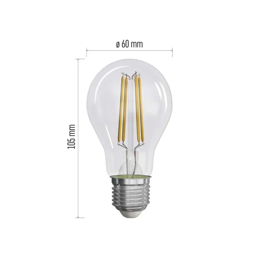 SET 3x Lampadina LED FILAMENT A60 E27/5W/230V 4000K Classe energetica A