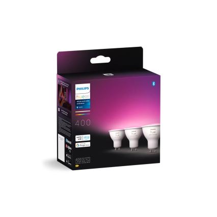 SET 3x Lampadina LED RGBW dimmerabile Philips Hue WHITE AND COLOR AMBIANCE GU10/4,2W/230V 2000-6500K