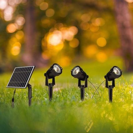 SET 3x LED Außen-Solarleuchte 3xLED/1,2W/3,7V IP65 3000K 4000 mAh