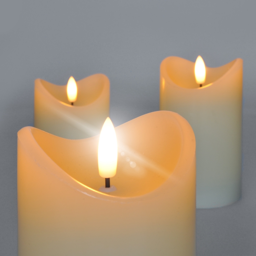 SET 3x LED Candela di cera naturale LED/3xAAA/bianco caldo