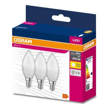 SET 3x LED-Glühlampe B38 E14/4,9W/230V 3000K - Osram