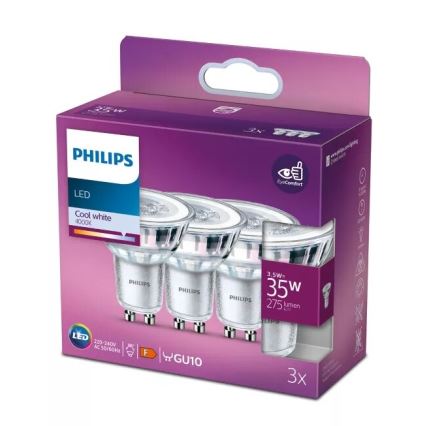 SET 3x LED-Lampe Philips PAR16 GU10/3,5W/230V 4000K