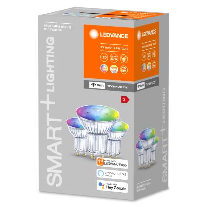 SET 3x LED RGBW Lampadina dimmerabile SMART+ GU10/4,9W/230V 2700K-6500K Wi-Fi Wi-Fi - Ledvance