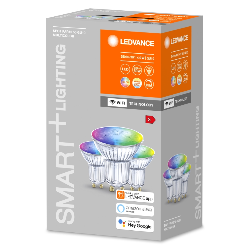 SET 3x LED RGBW Lampadina dimmerabile SMART+ GU10/4,9W/230V 2700K-6500K Wi-Fi Wi-Fi - Ledvance