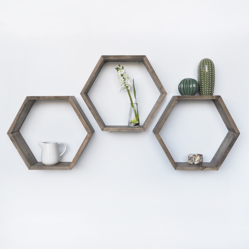 SET 3x Mensola da parete abete marrone