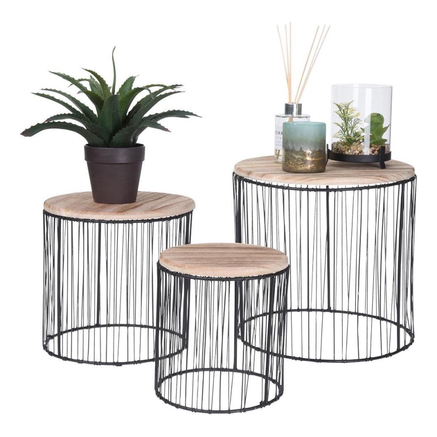 SET 3x Portafiori diametro 19/23/28 cm nero/beige