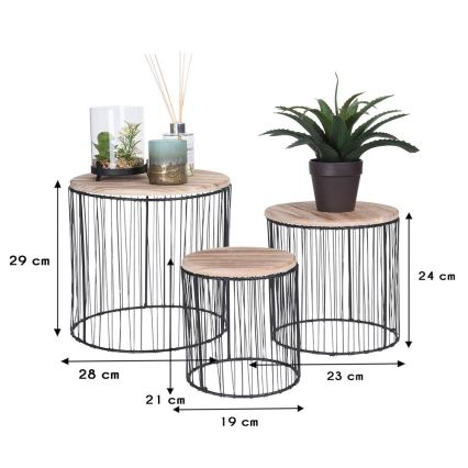 SET 3x Portafiori diametro 19/23/28 cm nero/beige