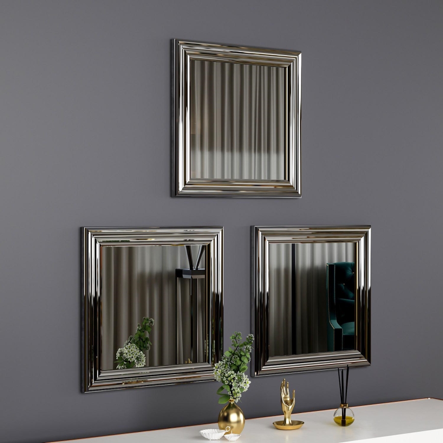 SET 3x Specchio da parete OTTO 40x40 cm argento