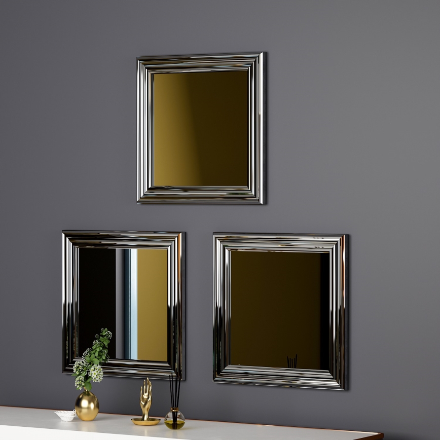 SET 3x Specchio da parete OTTO 40x40 cm argento