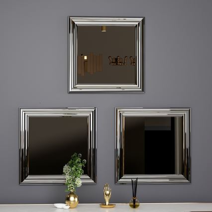 SET 3x Specchio da parete OTTO 40x40 cm argento