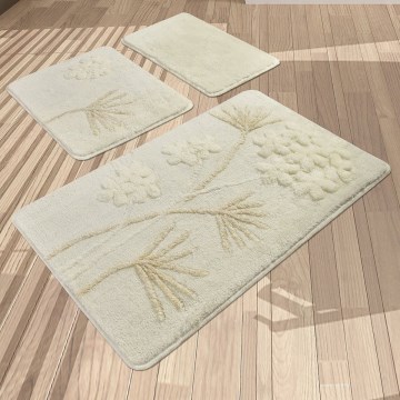 SET 3x Tappeto da bagno ORKIDE 60/60/100 cm beige