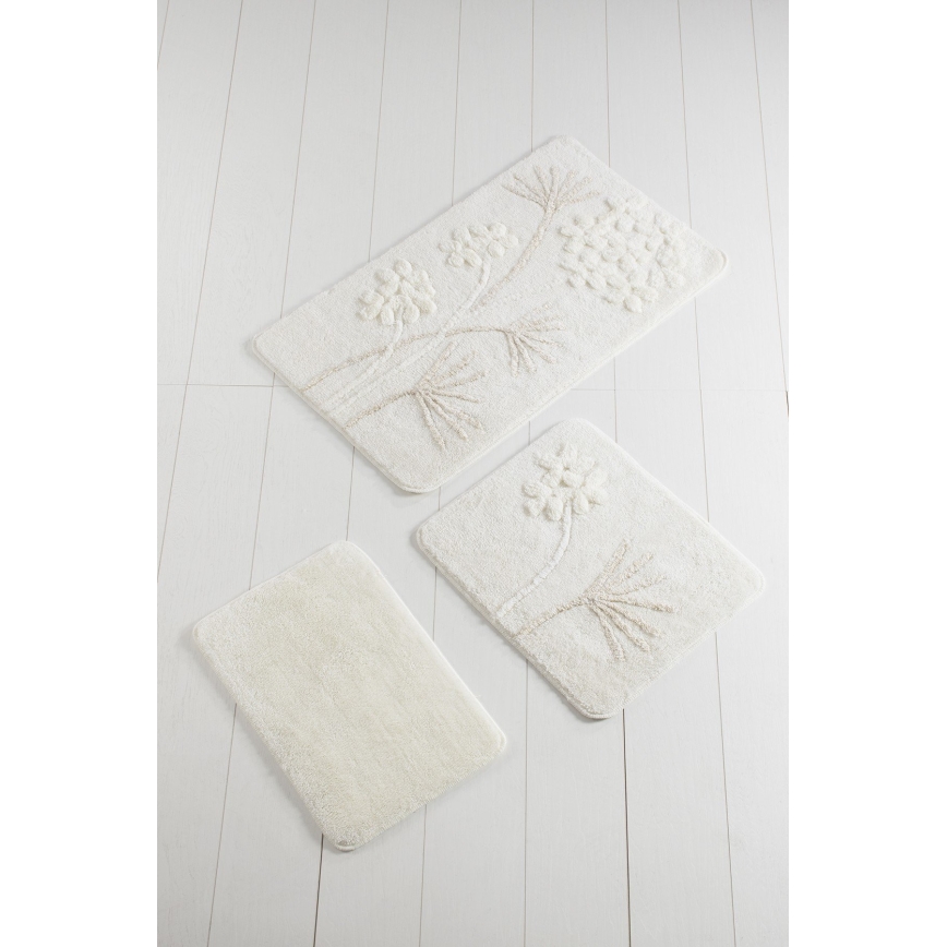 SET 3x Tappeto da bagno ORKIDE 60/60/100 cm beige