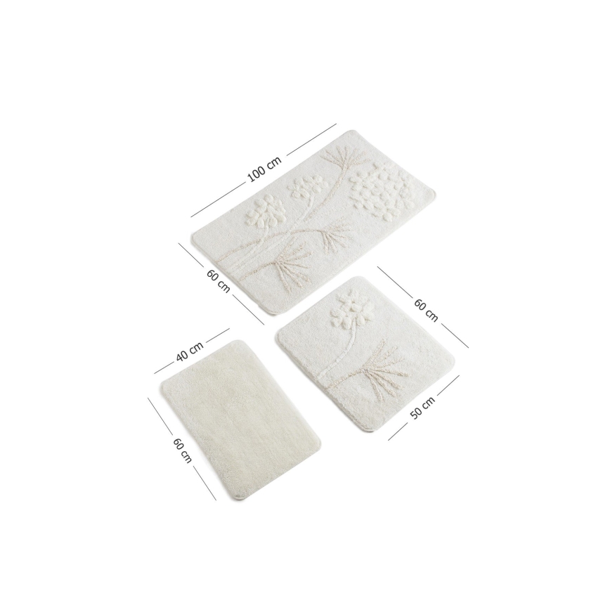 SET 3x Tappeto da bagno ORKIDE 60/60/100 cm beige