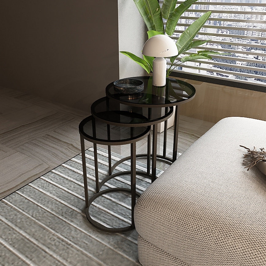 SET 3x Tavolino ALYA diametro 34/42/50 cm nero