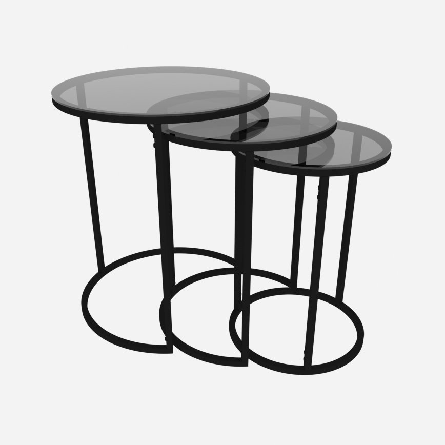 SET 3x Tavolino ALYA diametro 34/42/50 cm nero