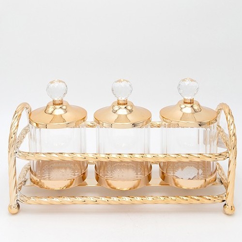 SET 3x Vaso di vetro oro