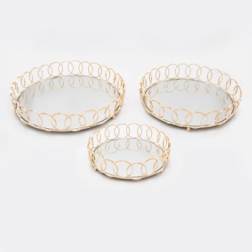 SET 3x Vassoio decorativo diametro 27/33/37 cm oro