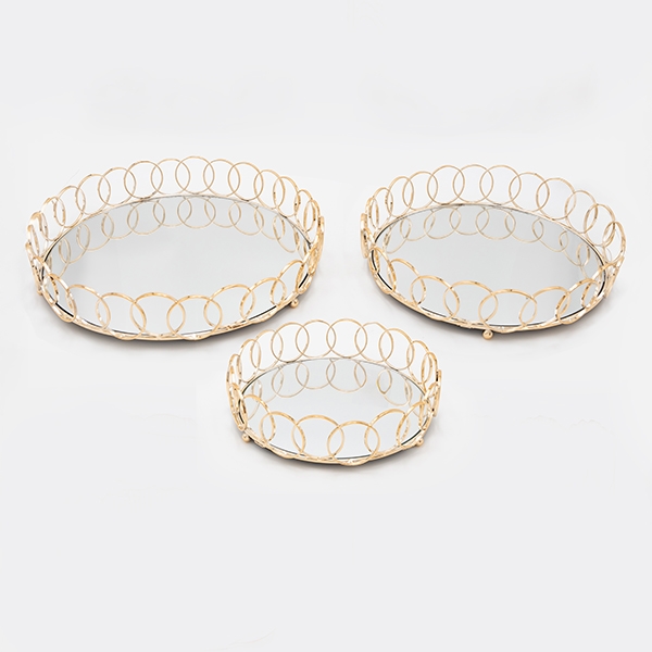 SET 3x Vassoio decorativo diametro 27/33/37 cm oro