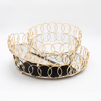 SET 3x Vassoio decorativo diametro 27/33/37 cm oro