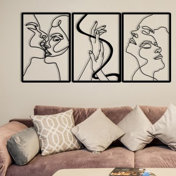 SET 3x Wanddekoration 109x50 cm Liebe Metall