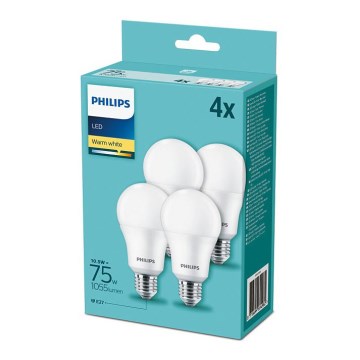 SET 4x Lampadine LED Philips A60 E27/10,5W/230V 2700K