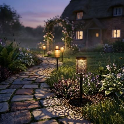 SET 4x LED Solarlampe DECOR LED/1,2V 150 mAh 3000K 39 cm IP44 schwarz