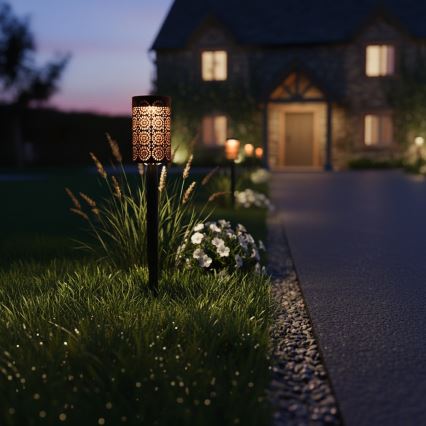 SET 4x LED Solarlampe DECOR LED/1,2V 150 mAh 3000K 39 cm IP44 schwarz