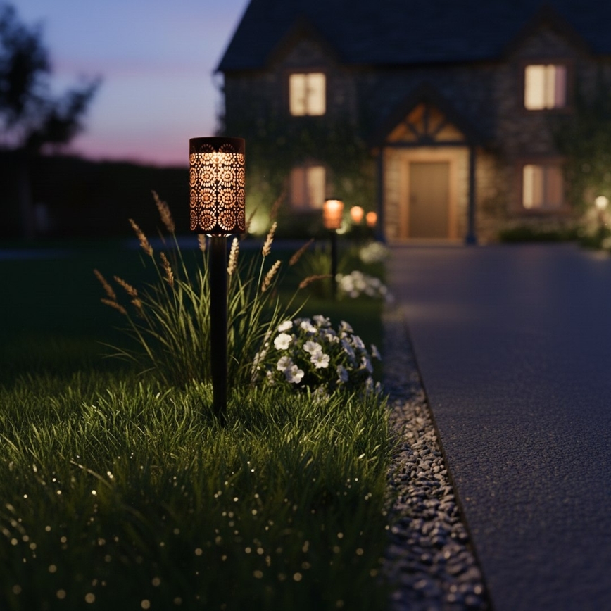 SET 4x LED Solarlampe DECOR LED/1,2V 150 mAh 3000K 39 cm IP44 schwarz