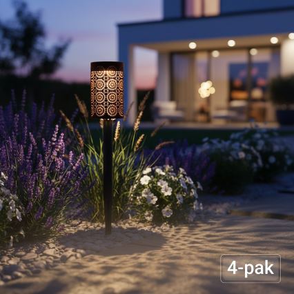 SET 4x LED Solarlampe DECOR LED/1,2V 150 mAh 3000K 39 cm IP44 schwarz