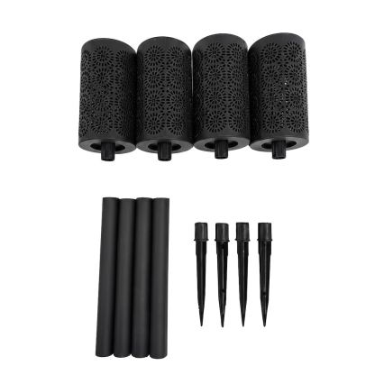 SET 4x LED Solarlampe DECOR LED/1,2V 150 mAh 3000K 39 cm IP44 schwarz