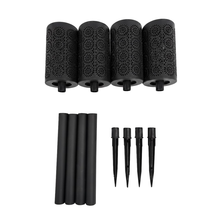 SET 4x LED Solarlampe DECOR LED/1,2V 150 mAh 3000K 39 cm IP44 schwarz