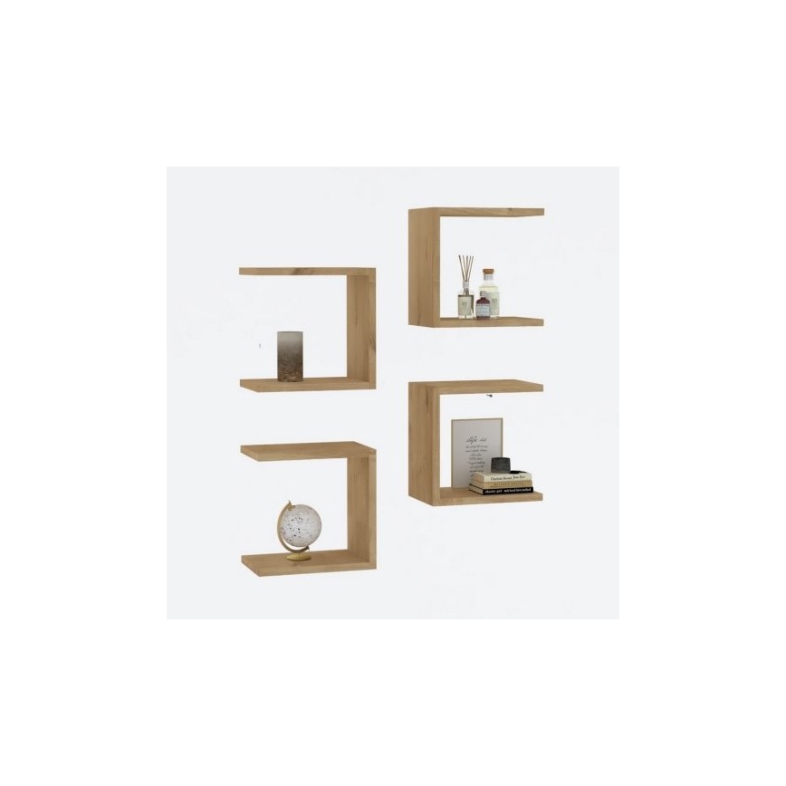 SET 4x Mensola da parete BASE marrone