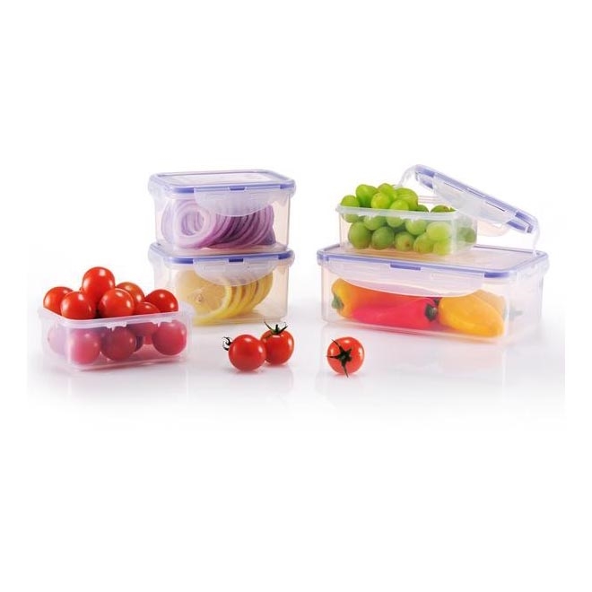 SET 5x Contenitore per alimenti LOCK blu/limpido