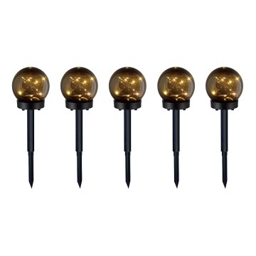 SET 5x Lampada solare LED 5xLED/0,12W/1,2V 3000K IP44 40 mAh nero
