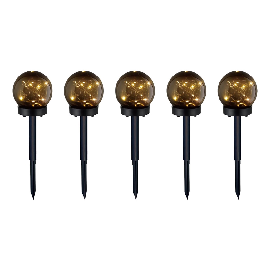 SET 5x Lampada solare LED 5xLED/0,12W/1,2V 3000K IP44 nero