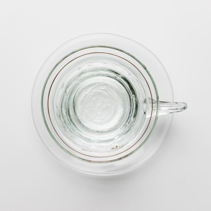 Set da 6 tazze di vetro con piattino, mazzo trasparente n. 4