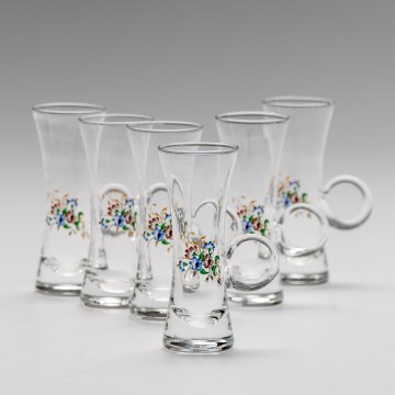 Set 6x Bicchiere da liquore con manico limpido con motivo a bouquet no 2