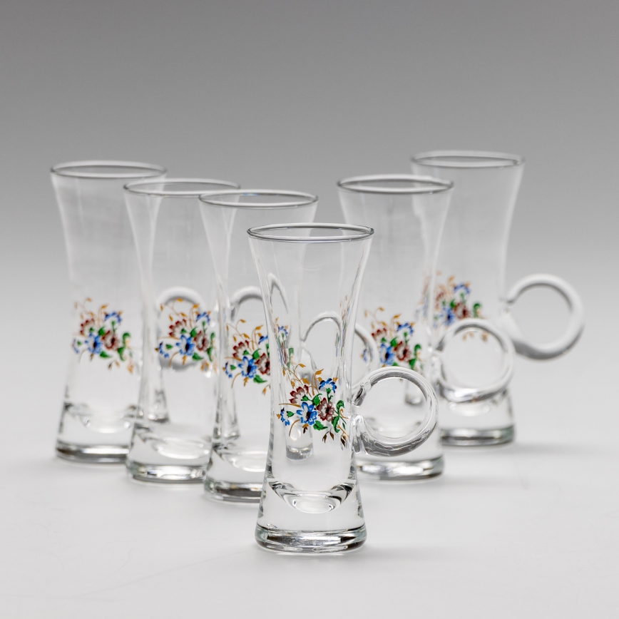 Set 6x Bicchiere da liquore con manico limpido con motivo a bouquet no 2