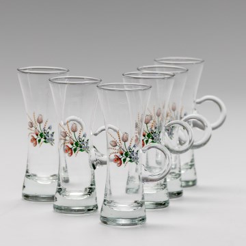 Set 6x Bicchiere da liquore con manico limpido con motivo a bouquet no 3