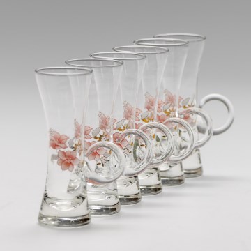 Set 6x Bicchiere da liquore con manico limpido con motivo a bouquet no 4