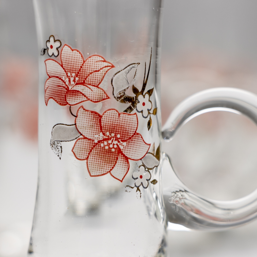 Set 6x Bicchiere da liquore con manico limpido con motivo a bouquet no 4