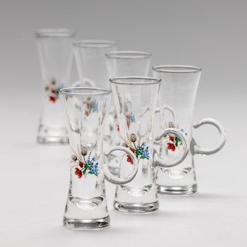 Set 6x Bicchiere da liquore con manico limpido con motivo a bouquet no 5