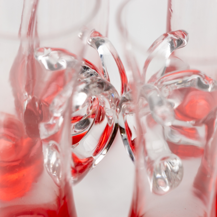 Set 6x Bicchiere da liquore con manico rosso