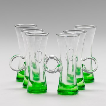 Set 6x Bicchiere da liquore con manico verde