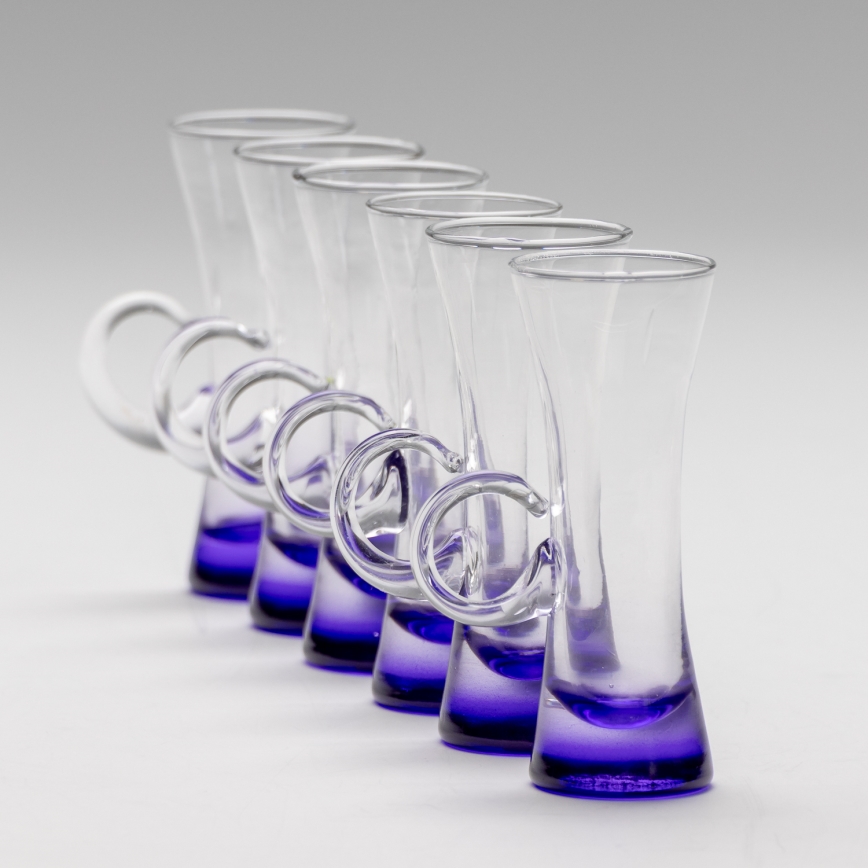 Set 6x Bicchiere da liquore con manico viola
