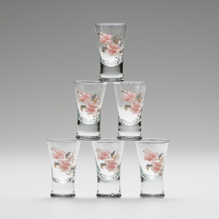 Set 6x bicchiere da liquore con motivo a bouquet no 2