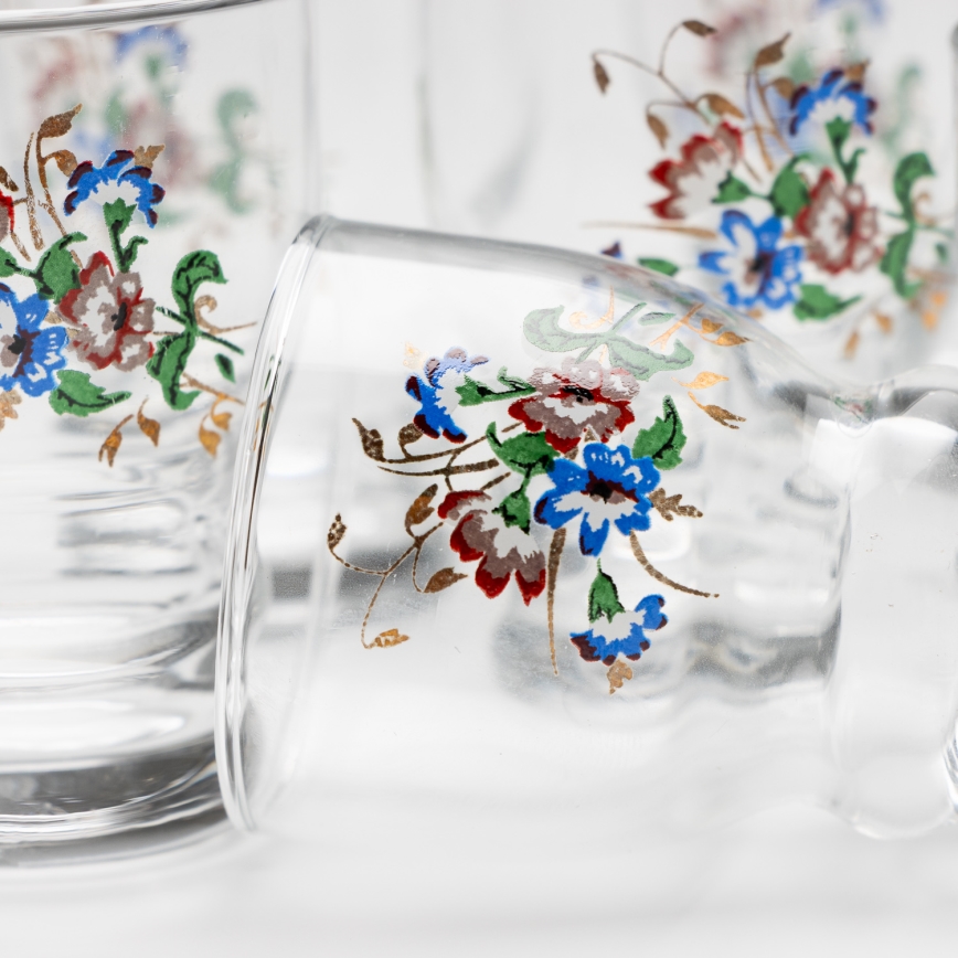 Set 6x bicchiere da liquore limpido - motivo floreale n.5
