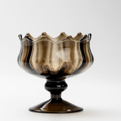 Set aus 6 Glastassen mit Untertassen und 1 Rauchglas-Zuckerdose