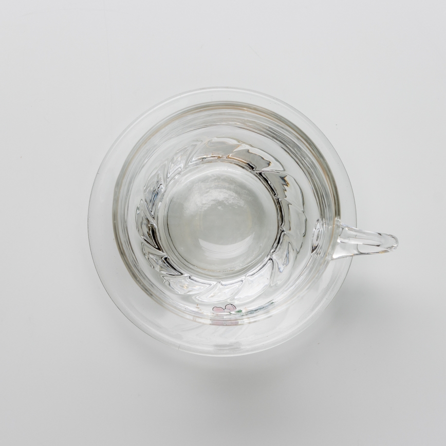 Set 6x Glastasse mit Untertasse klar Blumenstrauß Nr. 5